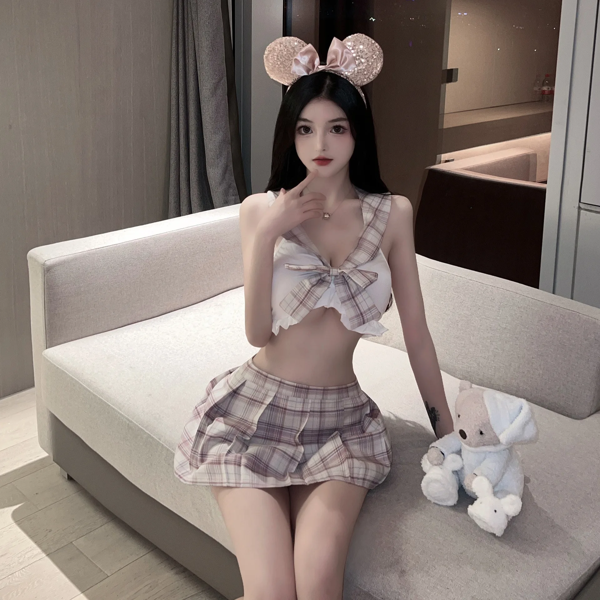 

New Siqing sweet sister erotic underwear set sexy pure desire bow private room pajamas jk uniform factory direct sales 3012