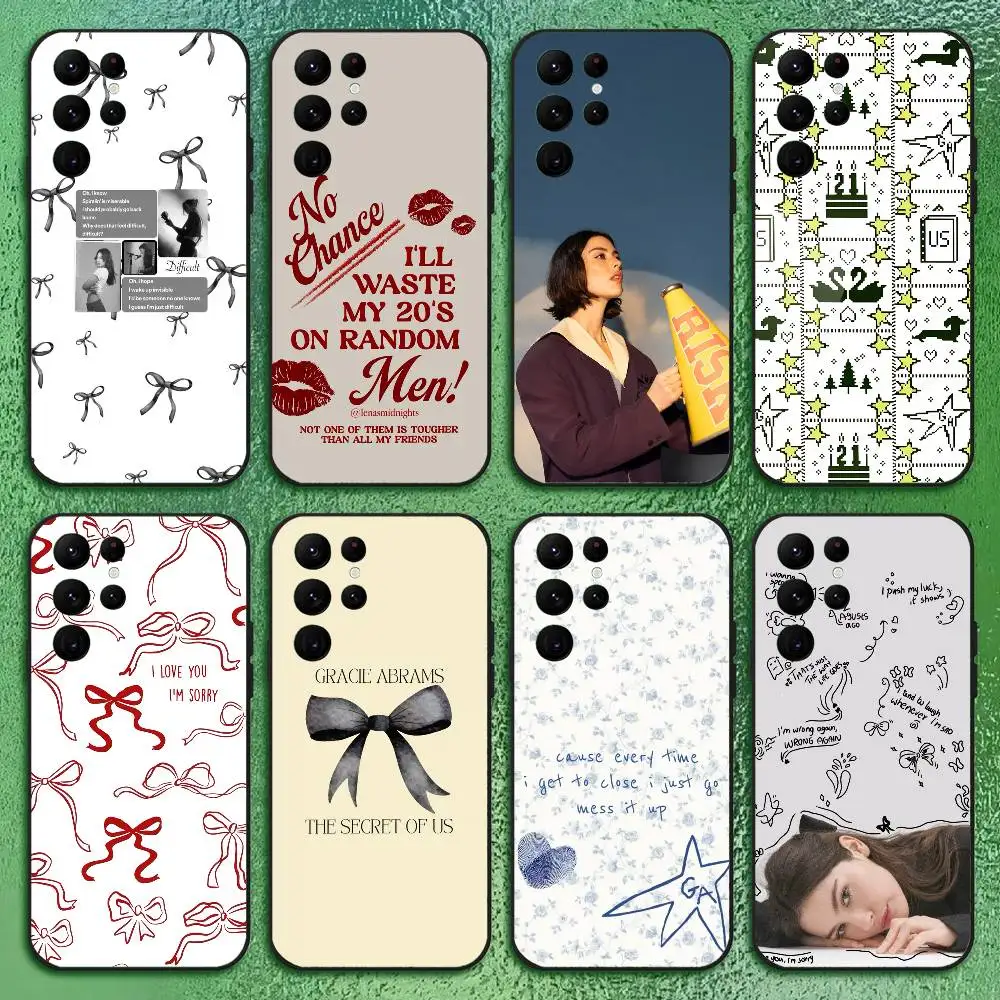 حافظة هاتف G-Gracie A-abrams Singer لهاتف سامسونج S Series s21 s22 s23 s24 s25 FE Plus كلاسيكية متعددة الاستخدامات غلاف ناعم أسود