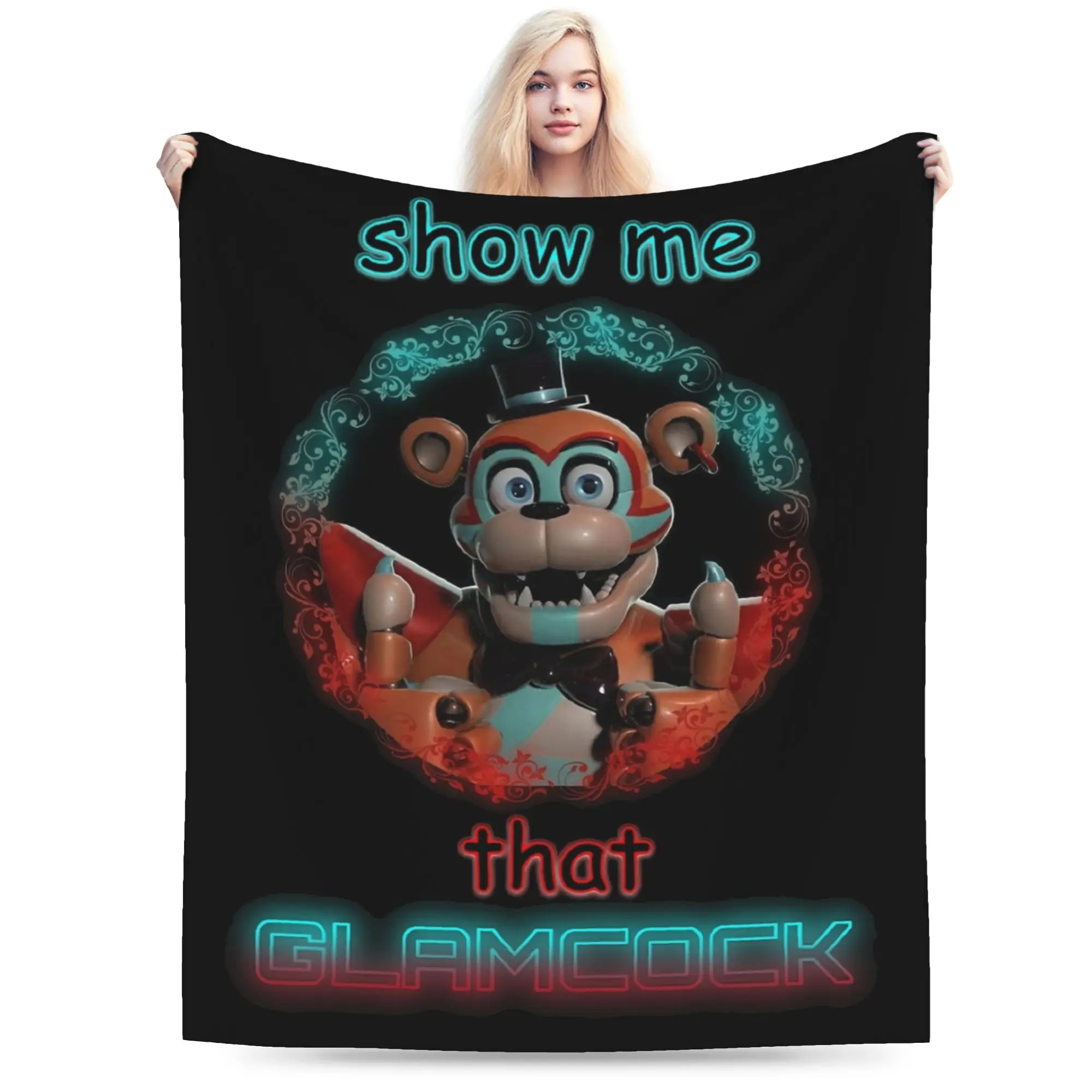 show me that glamcock FNAF At Freddys Flannel Blanket  Warm Bedding Throws for Couch Bed Camping Street Bedspread Sofa Bed Cover