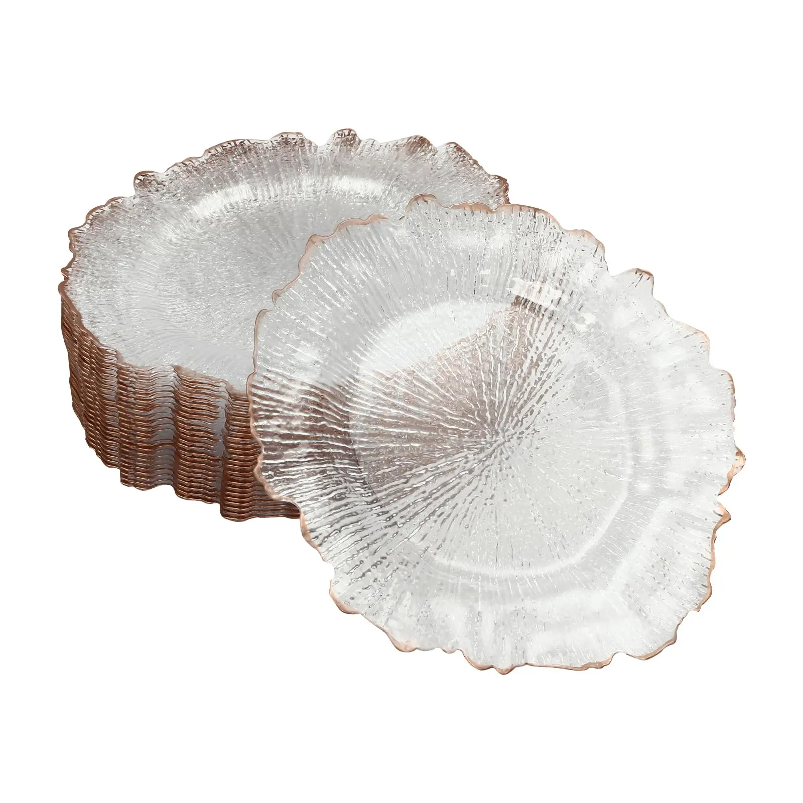 

JOMCYDM Clear Charger Plates 13" Decorative Round Reef Chargers Acrylic Table Charger Plates Bulk with Reef Rim for Dinner, Part