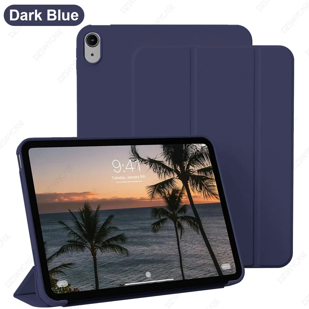 Case voor iPad 11e (A16) 11 inch 2025/10e generatie 10,9 inch 2022, ondersteuning Auto Wake/Sleep, driebladige standaardcover, met zachte TPU-achterkant