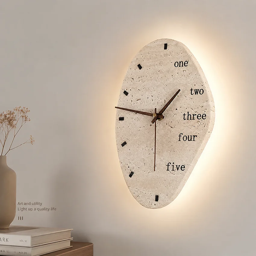 Natural Yellow Cave Stone Wall Lamp Clock Wall Lamp Medieval Retro Wall Light Living Room Bedroom Entrance Clock Wall Lamps