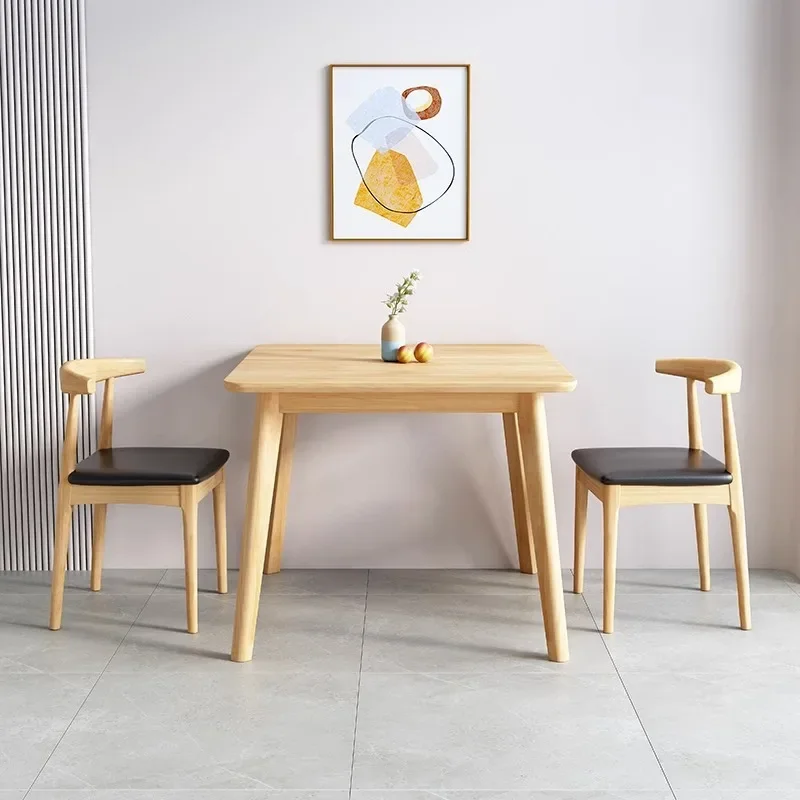 Nordic solid wood dining table and chair combination small square table square household small chess table rental room simple di