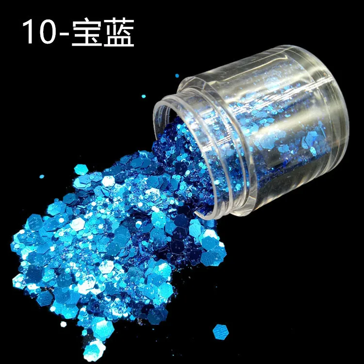 Purpurina holográfica para uñas, mezcla de estrellas, Luna, copos de corazón, lentejuelas irregulares, decoraciones de Arte de uñas DIY, 10g por botella