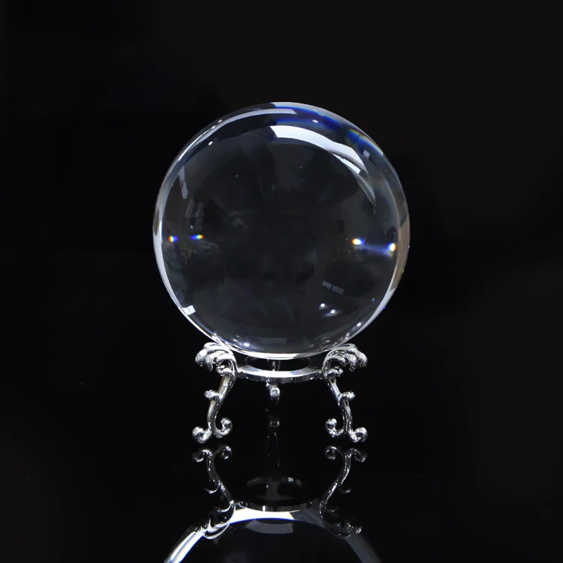 Grande Crystal Ball Transparente com Base Lucky Rainbow Foto
