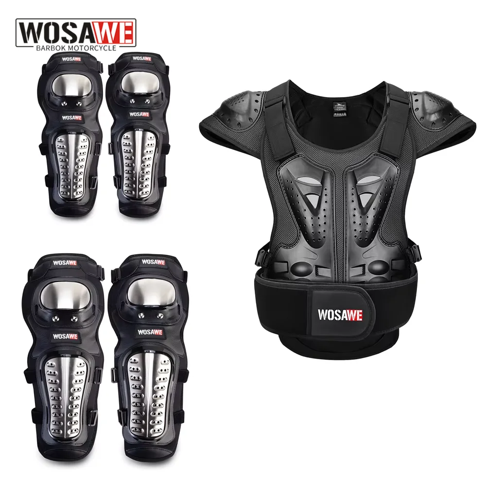 

WOSAWE Adult Vest Armor Full Body Protector Motocross Armor Jacket Chest Spine Protection Gear Elbow Shoulder Knee Guard Gloves
