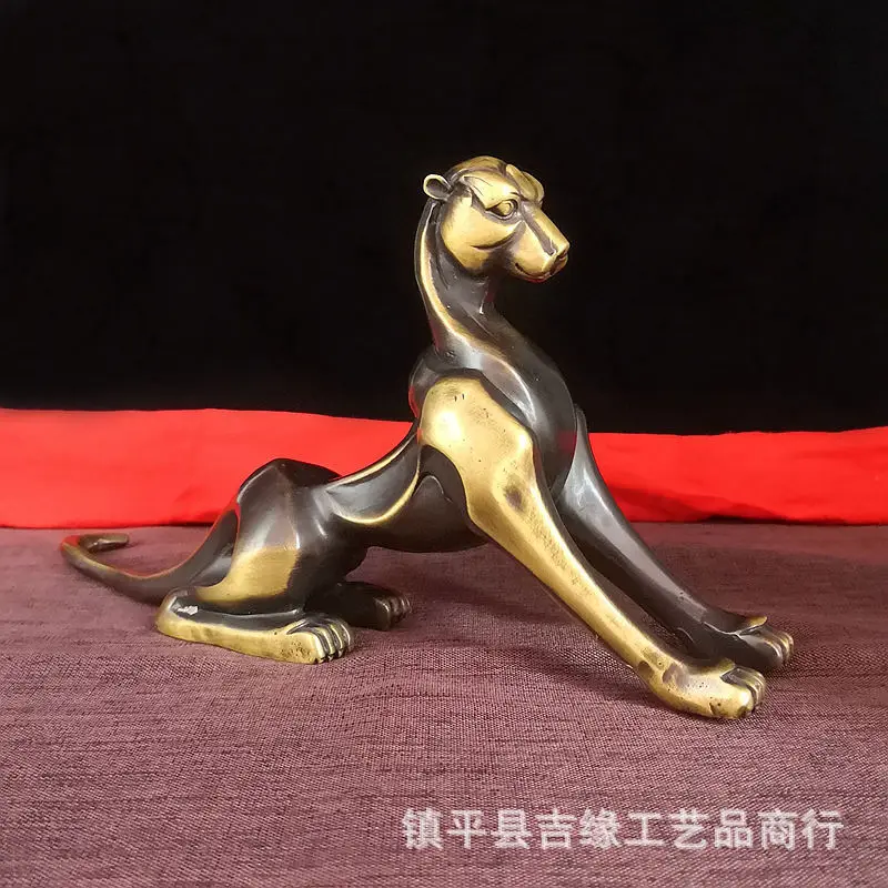 

Antique Brass Leopard Figurine Home Decor Office Decoration Car Vintage Cheetah Figurine