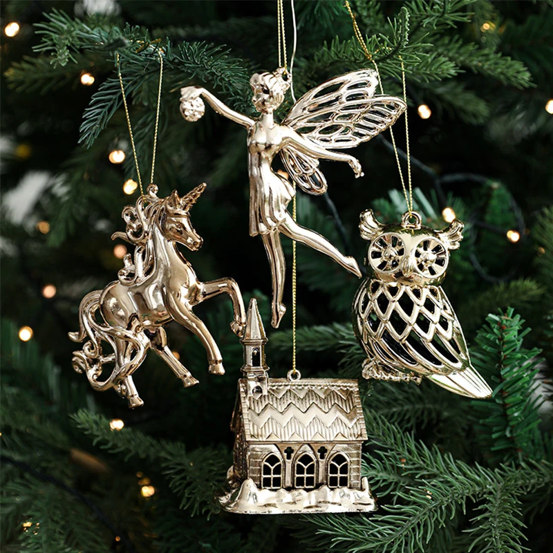 

Набор елочных украшений, золотые небьющиеся елочные украшения, оптом, традиционные деревенские подвесные шаровые украшения