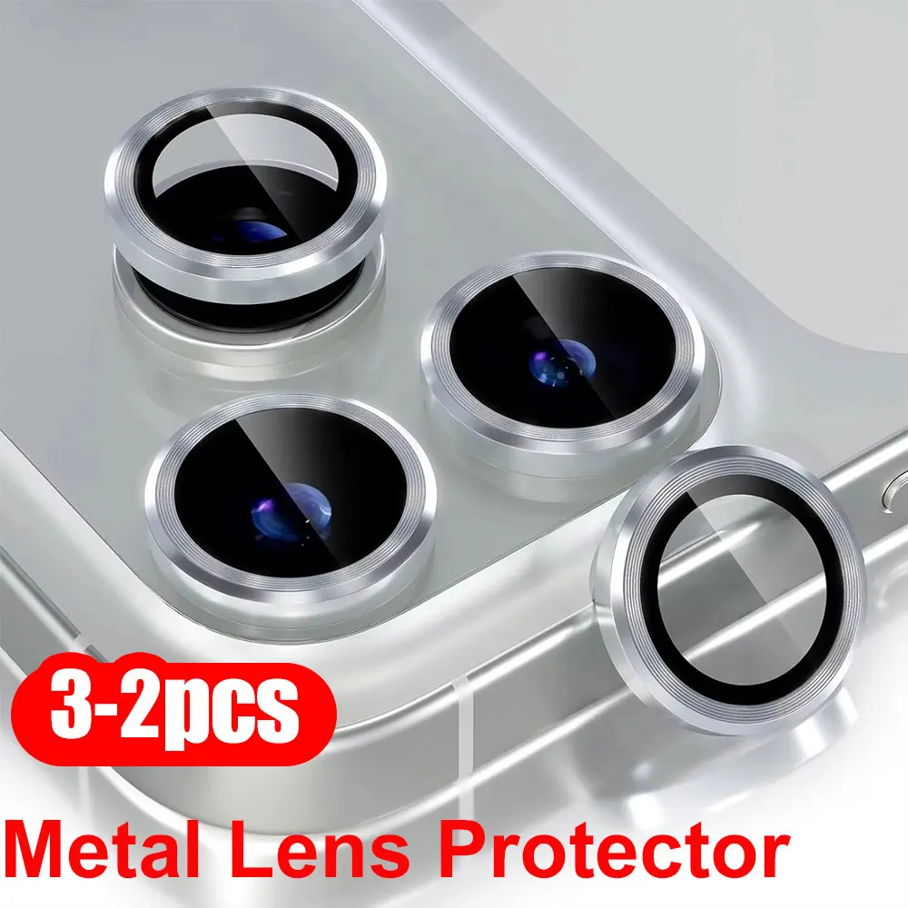 

3-2PCS Metal Ring Camera Lens Protector For iPhone 17 Pro 16 Pro Max 11 14 13 15 Plus 12 Mini 17ProMax 17pro Camera Lens Glass