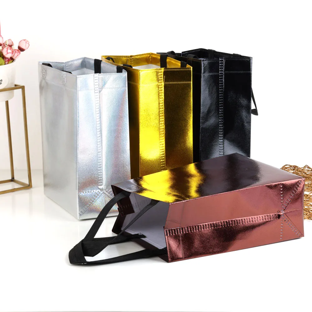 2/5pcs Colorful Shopping Bag High Quality No-woven Fabric Bags with Handle DIY Candy Dessert Wedding Party Gift Packaging Bags