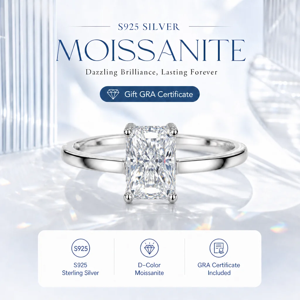 Radiant Adjustable Rings With GRA Certificate Moissanite Pass Diamond Tester S925 Sterling Silver Oval Radiant Pear Rings Man