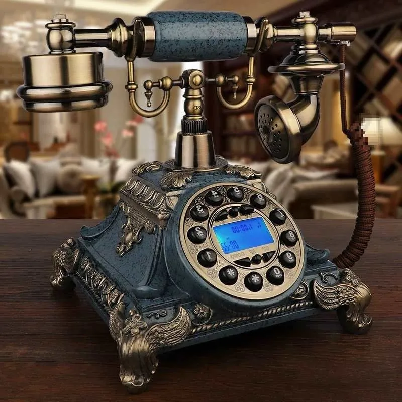Antique telephone, landline, European-style reusable office phone, fashionable and creative, rotating wireless card
