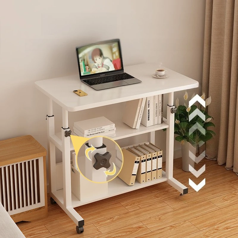 Lifting Computer Desks Bedside Table Lazy Desk with Wheels Height Adjustment Table Multi-layer Storage Study Computer Table