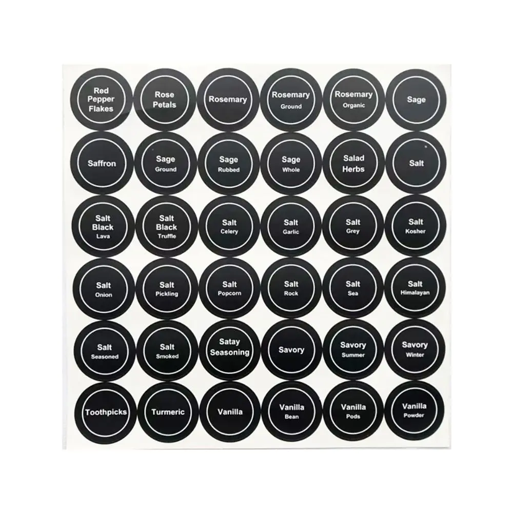 5 Sheets 180Pcs/set Kitchen Storage Organizer Spice Labels Blackboard Chalkboard Blank Condiment Bottles Sticker Round 3.5cm