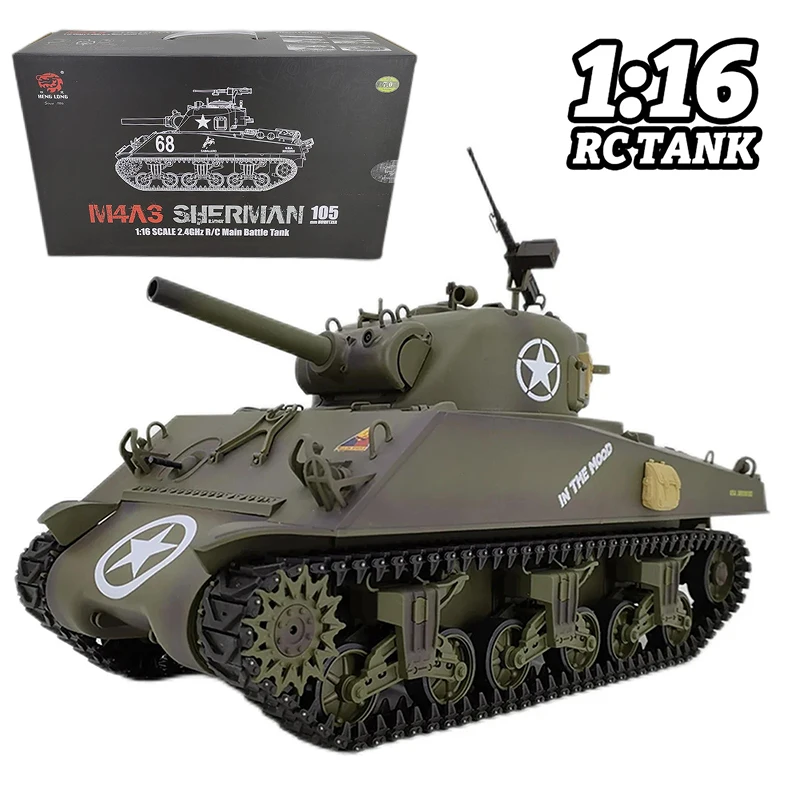 American Remote-Controlled Tanque Militar, 3898-1, Gun Barrel, Telescópico, Multifuncional, Combate, RC, Competitivo, Toy Gift, M4a3, 1:16