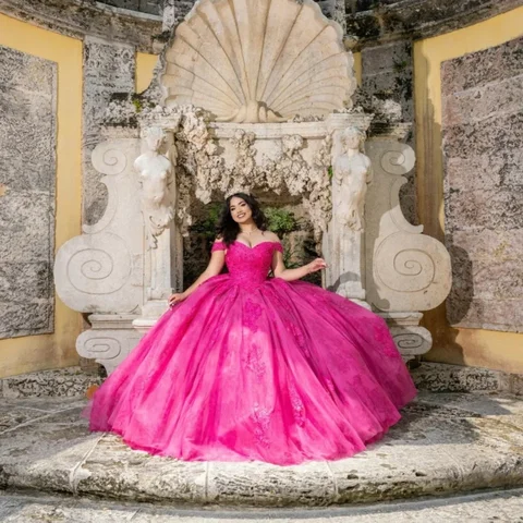 6 best sales fuchsiafärgad quinceanera-klänning - №5