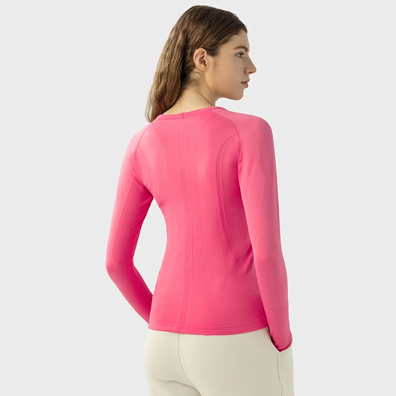 Women's Seamless Workout Shirts Long Sleeve Yoga Tops Sports Running Fitness T-shirt Thumb Hole Gym Athletic Top Slim Fit