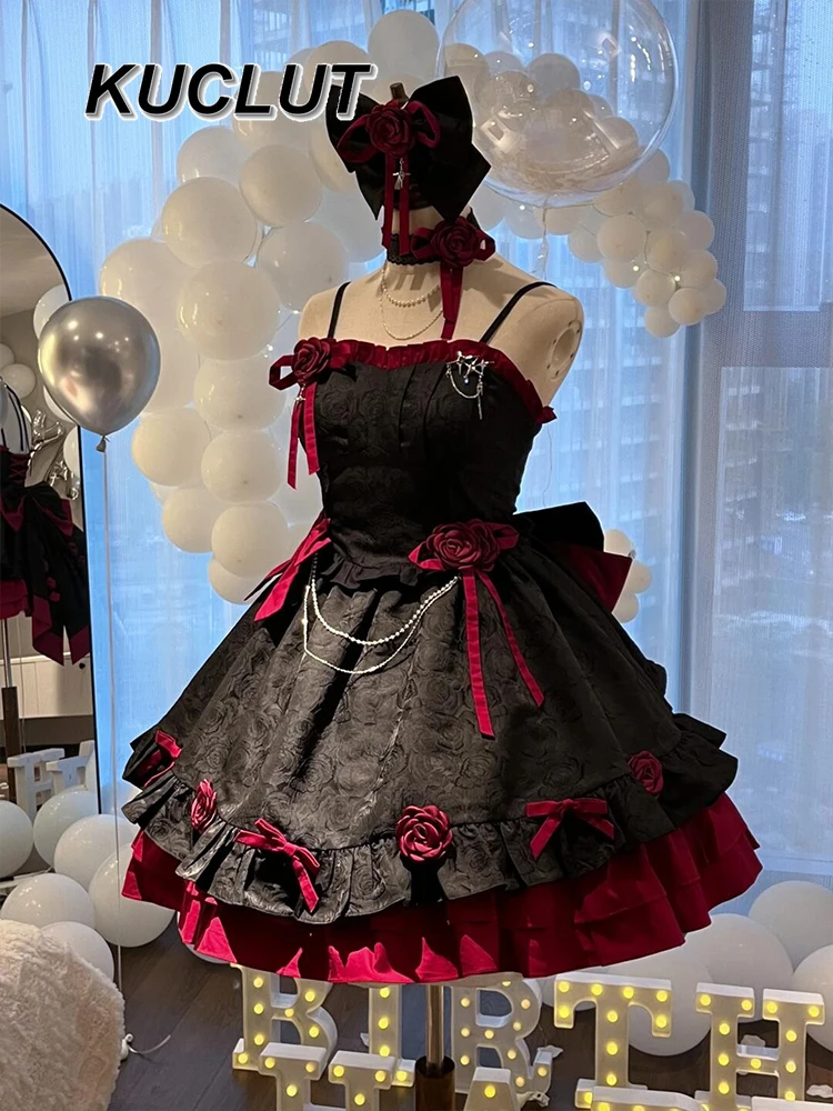 Goth Lolita Dress Jsk Romantic Y2k Sweet Cool Spaghetti Strap Abiti da principessa per le donne 2025 Nuova moda Primavera Estate