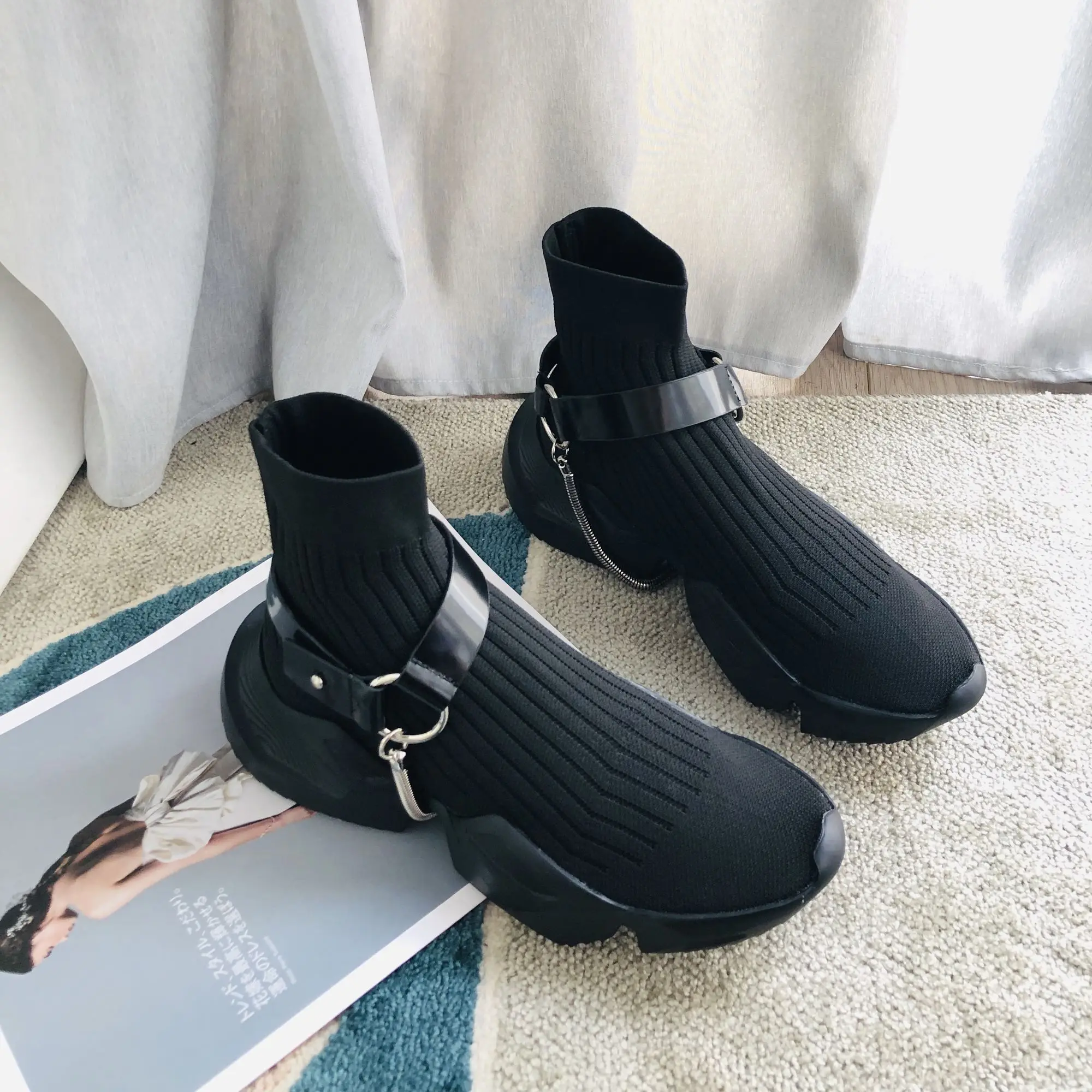 Designer Women Running Shoes Paris Knitting Boots Stretch Trainers Sneakers Casual Breathable Shoes for Women zapatos de mujer