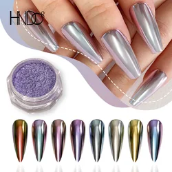 Hndo neuer frühlings sommer aurora chrom pulver einfarbiger effekt für nagel kunst maniküre design galvani sierter glanz pigments taub als