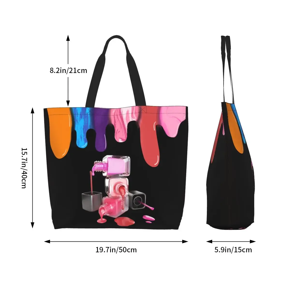 Nail Artist Gift Grocery Tote Borse per la spesa Donna Cute Manicurist Smalto per unghie Borsa shopper a tracolla in tela Borse di grande capacità