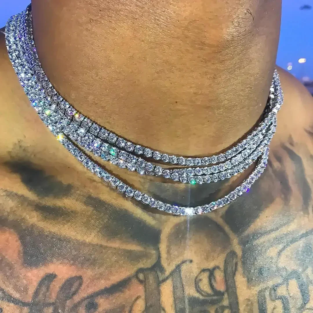 2025 Promotion High Quality 5A Cubic Zirconia 5mm Cz Tennis Chain Iced Out Bling Hip Hop Men Boy Cz Tennis Necklace Bracele