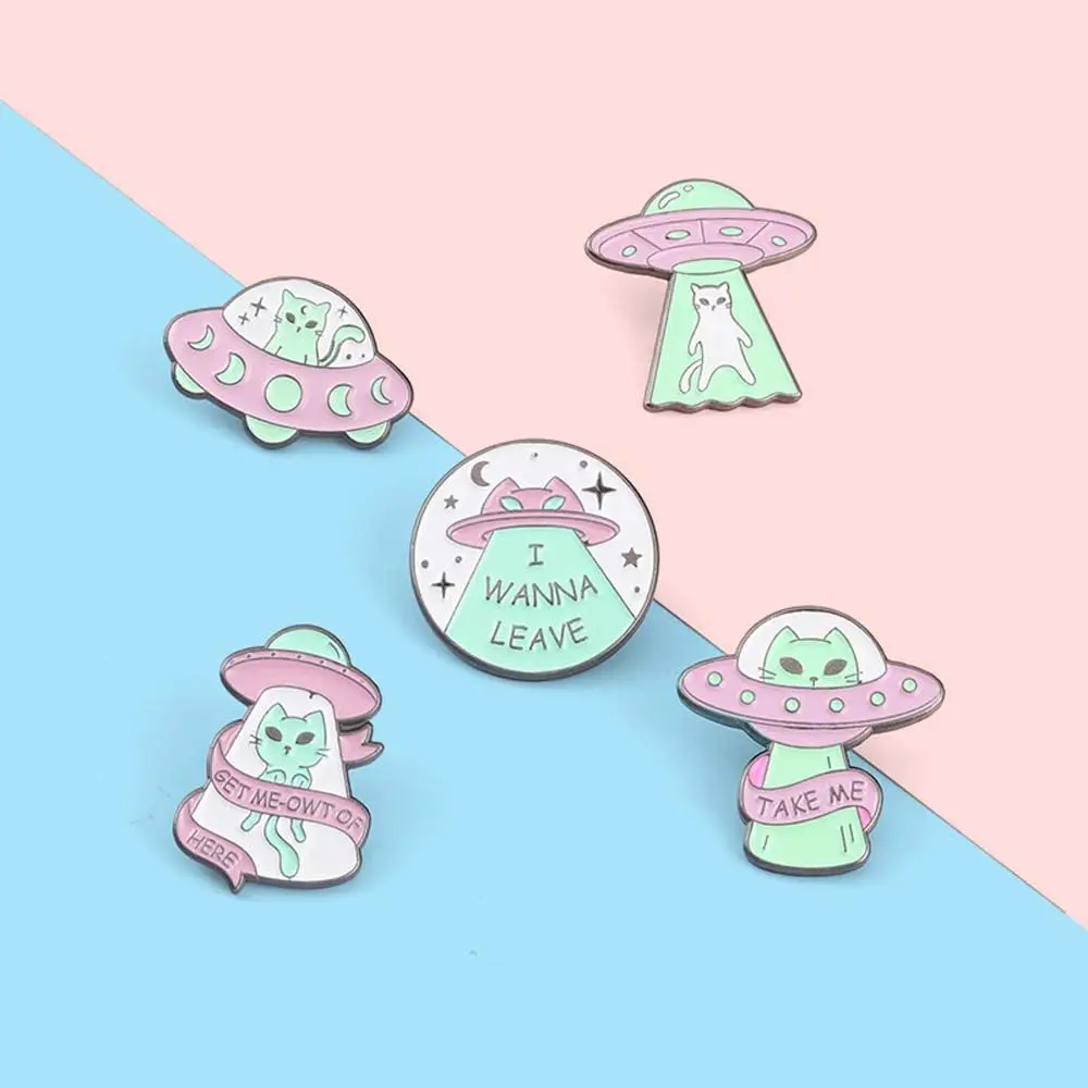 

Gift For Women Men Cute Lapel Pin Escape Here Alien Cat Badge Pin Lapel Brooch Brooches Pin Alien Cat Brooch Enamel Pin