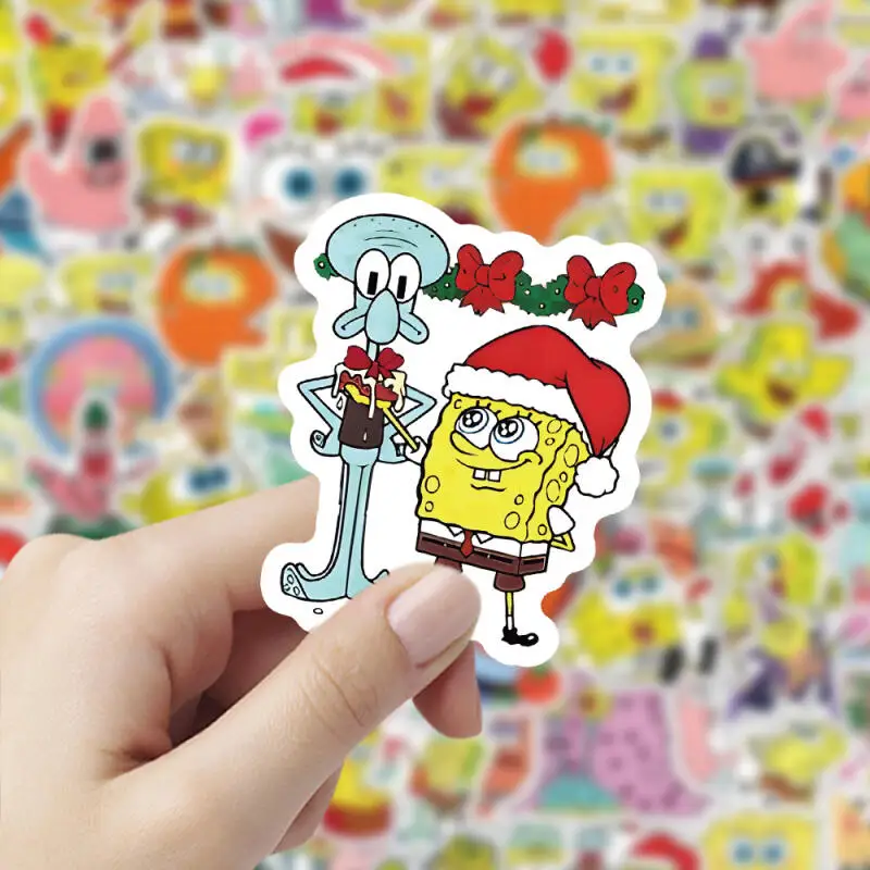 100 Non Repeating Spongebob Squarepants Anime Cartoon Stickers Hand Account Materials Student Reward Stickers Sealing Stickers