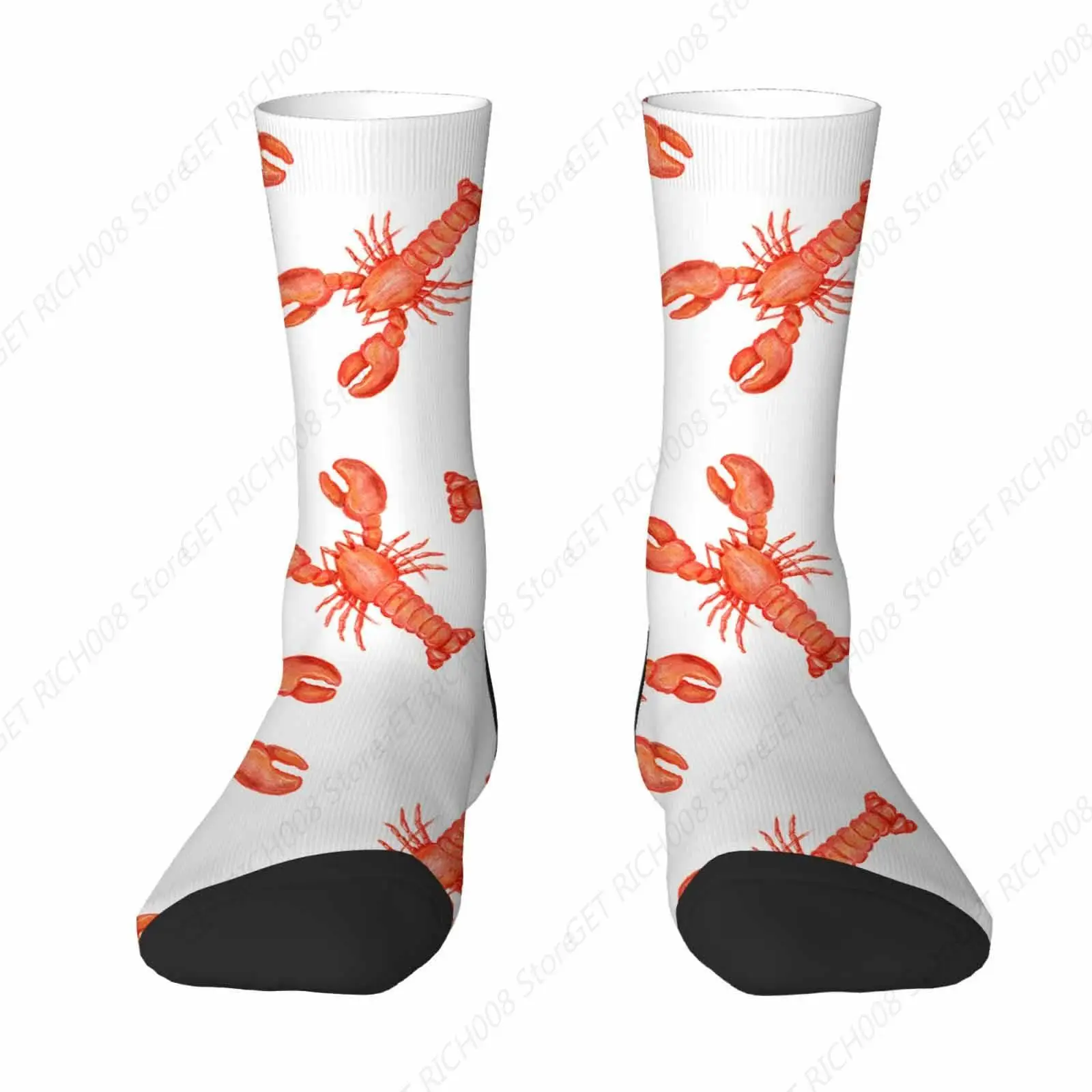 Lobster Funny Novelty Crazy Crew Socks Red Marine Animal Seafood Mens Socks For Women Gifts Dress Socks