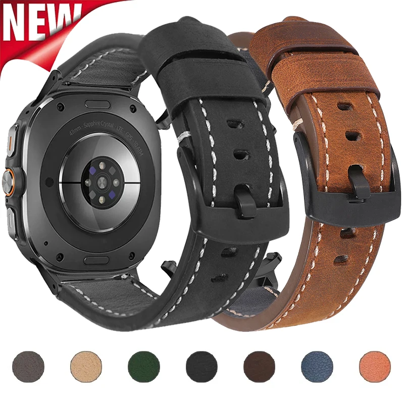 حزام جلدي لساعة سامسونج جالاكسي 7 الترا 47 ملم سوار معصم سريع الإصدار لساعة جالاكسي الترا حزام الساعات 22 ملم 2027 #1