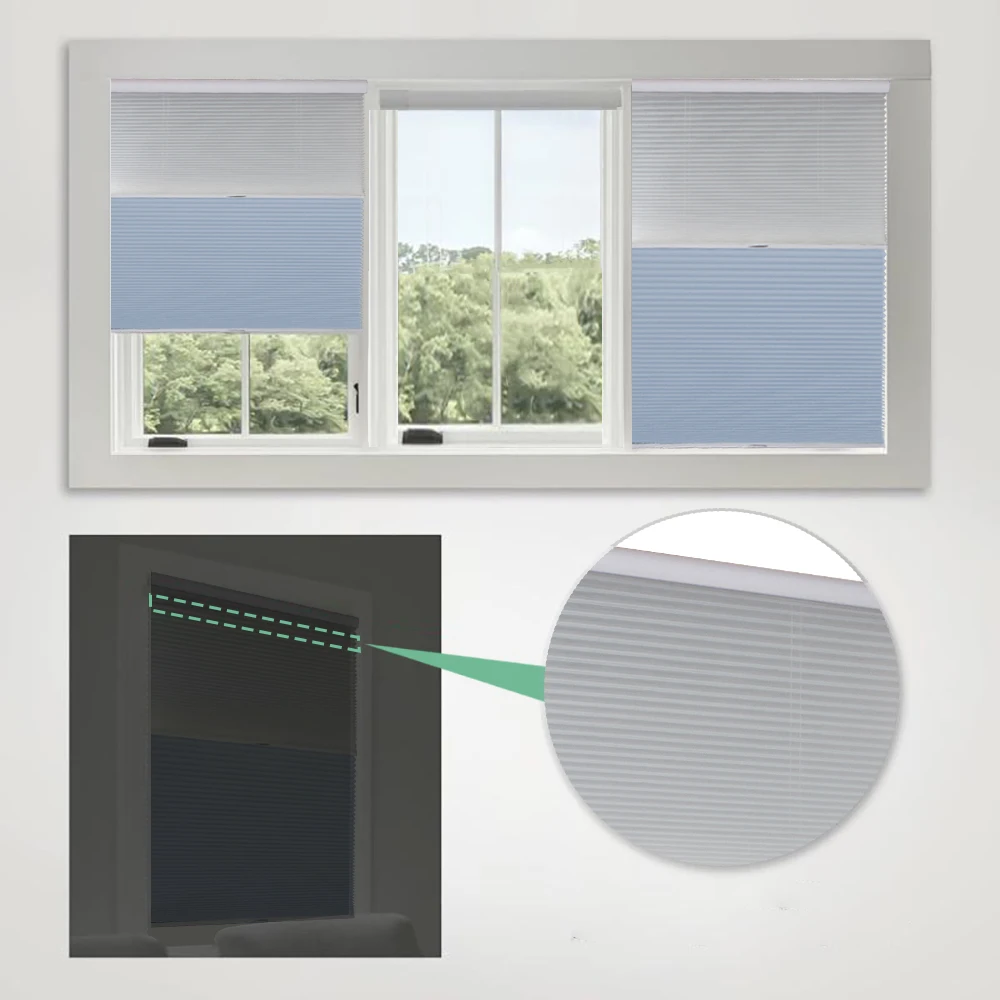 Electric Top-Down Day Night Cordless Honeycomb Blinds Automatic Cellular Shades Built-In Installation UV Protection 100%