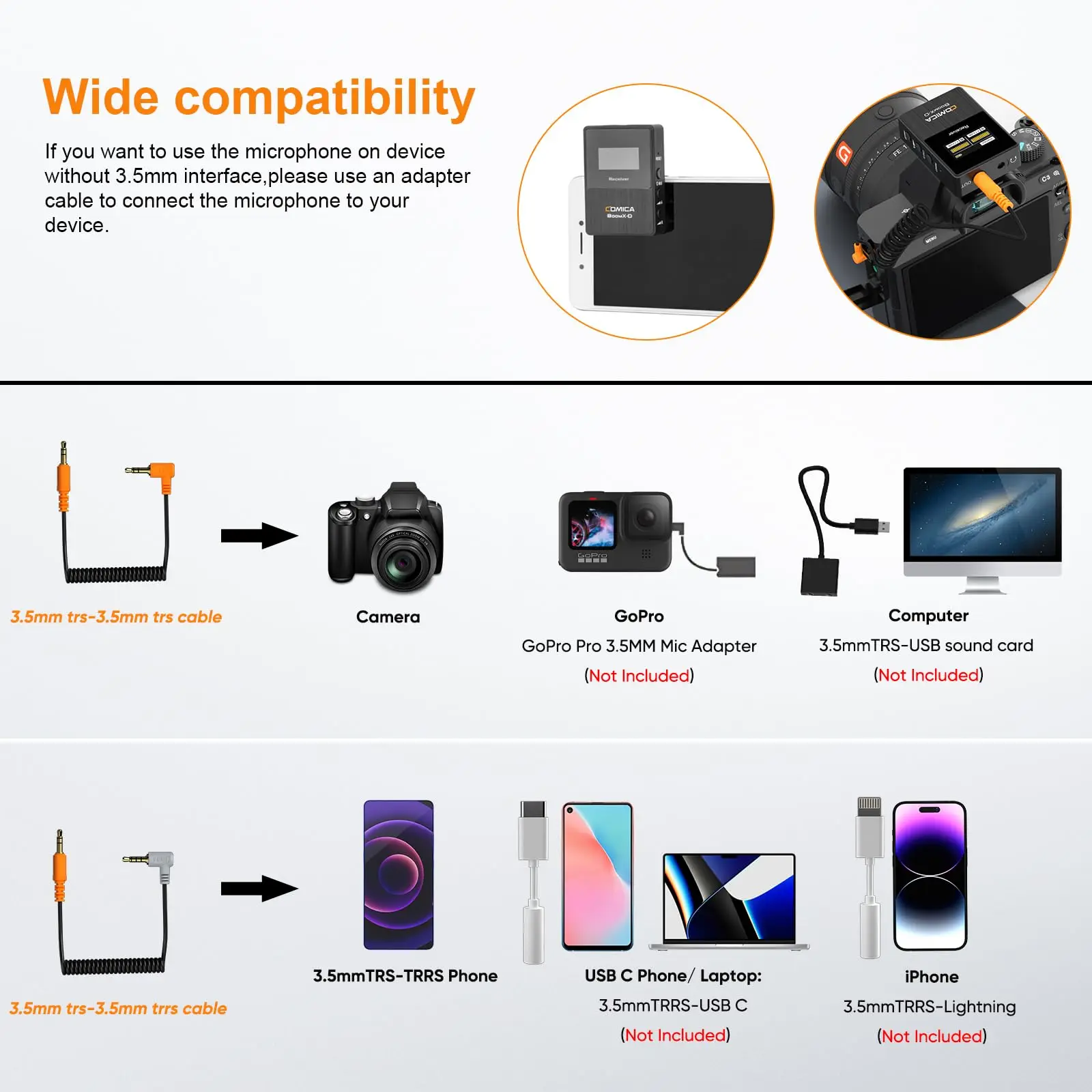 Comica BoomX-D 2.4GHz Wireless Lavalier Microphone for DSLR Cameras Camcorders Smartphones, and Tablets for YouTube Android Mic