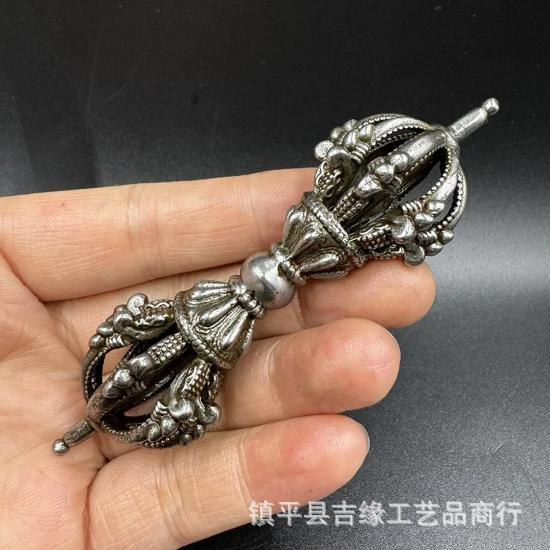 Tibetan- nine-pronged vajra , antique-style vintage craft, collectible decorative hanging piece, iron pendant
