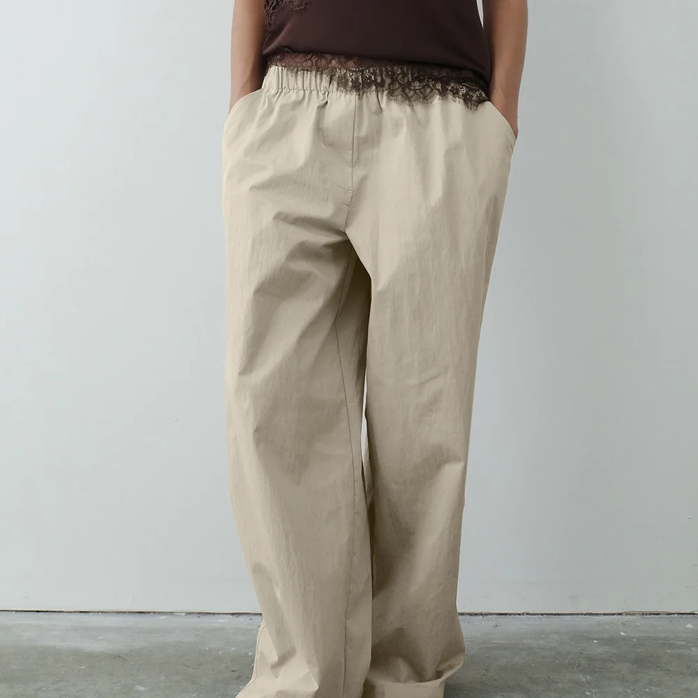Low-rise Casual Pants 2026 Spring and Summer New Femininity Commuting Elastic Waist Mopping Straight Casual Pants