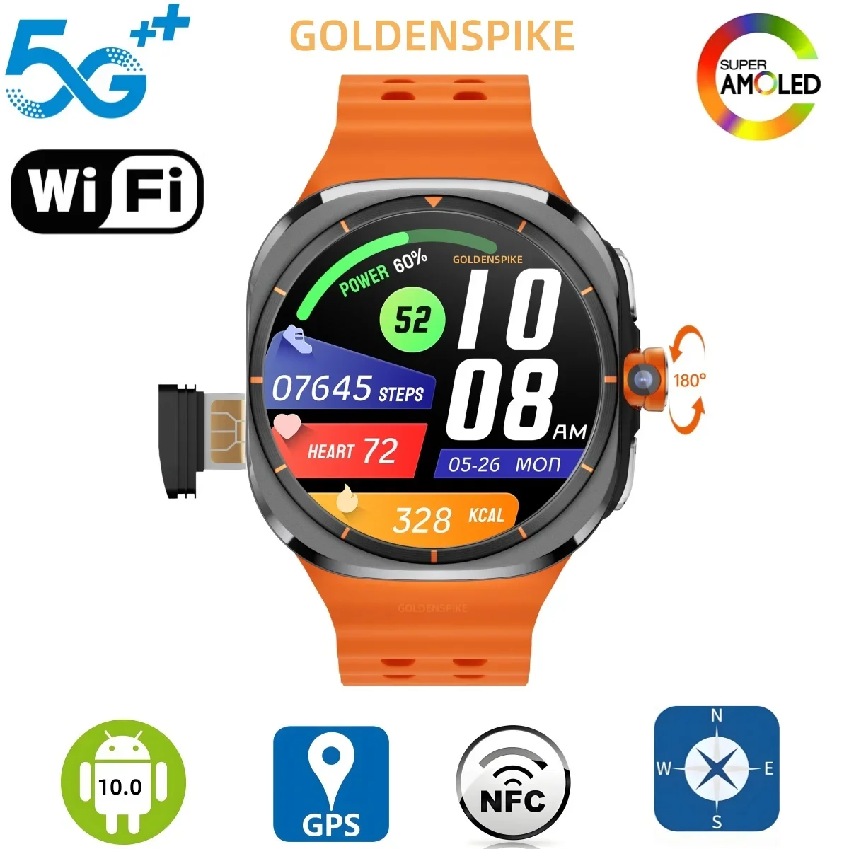 

New Watch Ultra For Samsung Smart Watch With Rotary Camera SIM Card Slot 4G/5G LTE GPS WIFI Network Video Call health monitoring