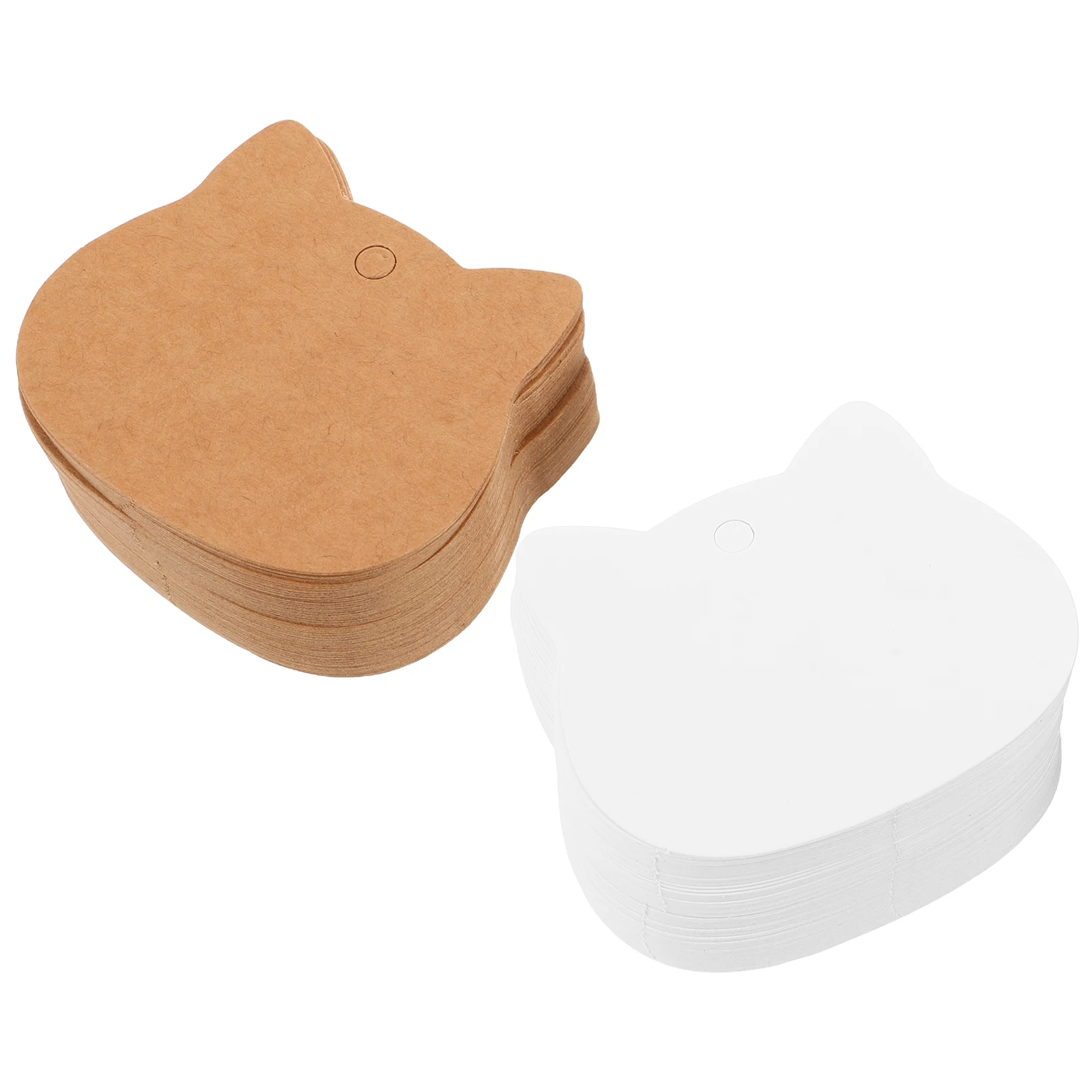 

200 PCS Cat-shaped Kraft Paper Hanging Tag Holiday Present Tags Blank for Presents