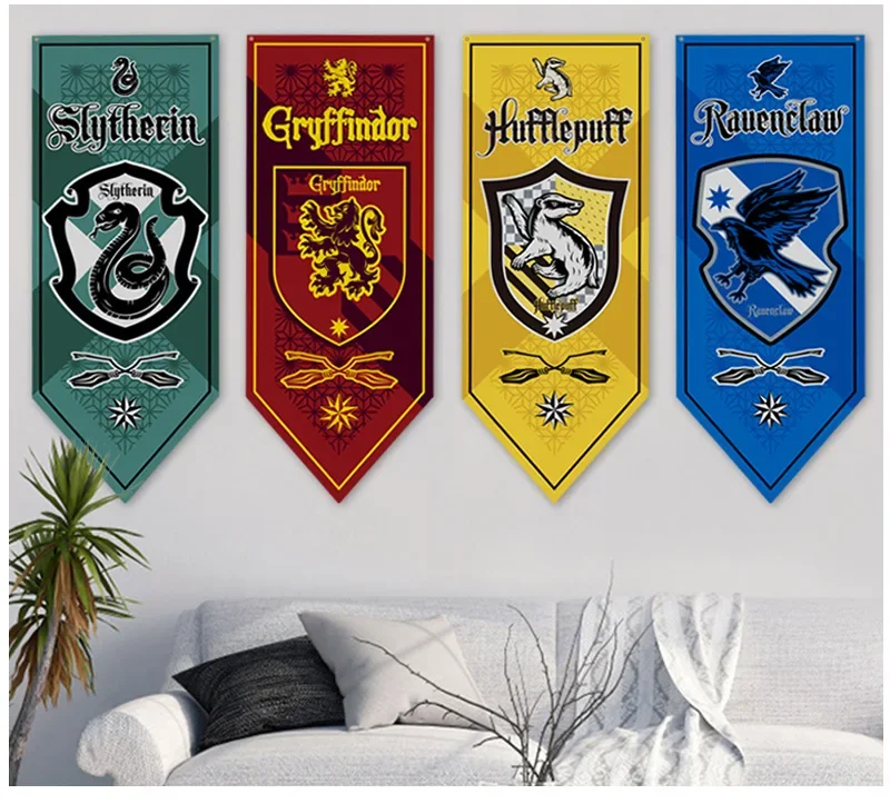 Harries Potter Themed Flag Hogwarts Movie Peripheral Gryffindor Slytherin Indoor Party Decoration Supplies Children's Toys Gifts