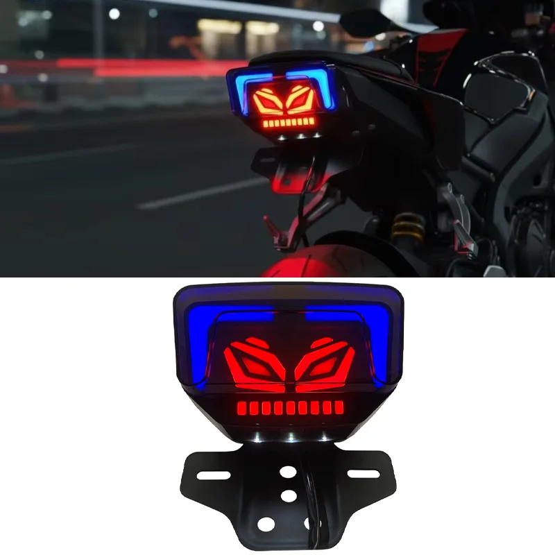 1/2Pcs Universal Motorcycle LED Integrated Tail Light Dynamic Strobe Brake Lamp Rear Turn Signal Warning Indicator Blinker