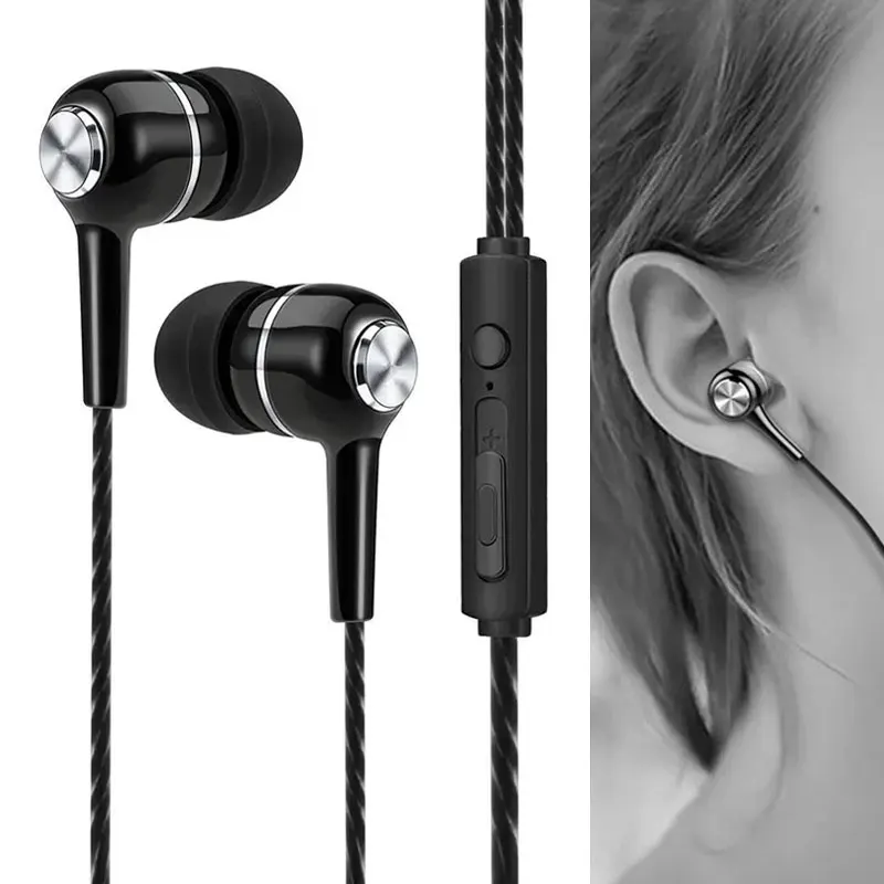 3.5mm Wired Headphones In Ear Headset Wired Earphones with Microphone Bass HiFi Stereo Earbuds Sports In-line Control For Phones