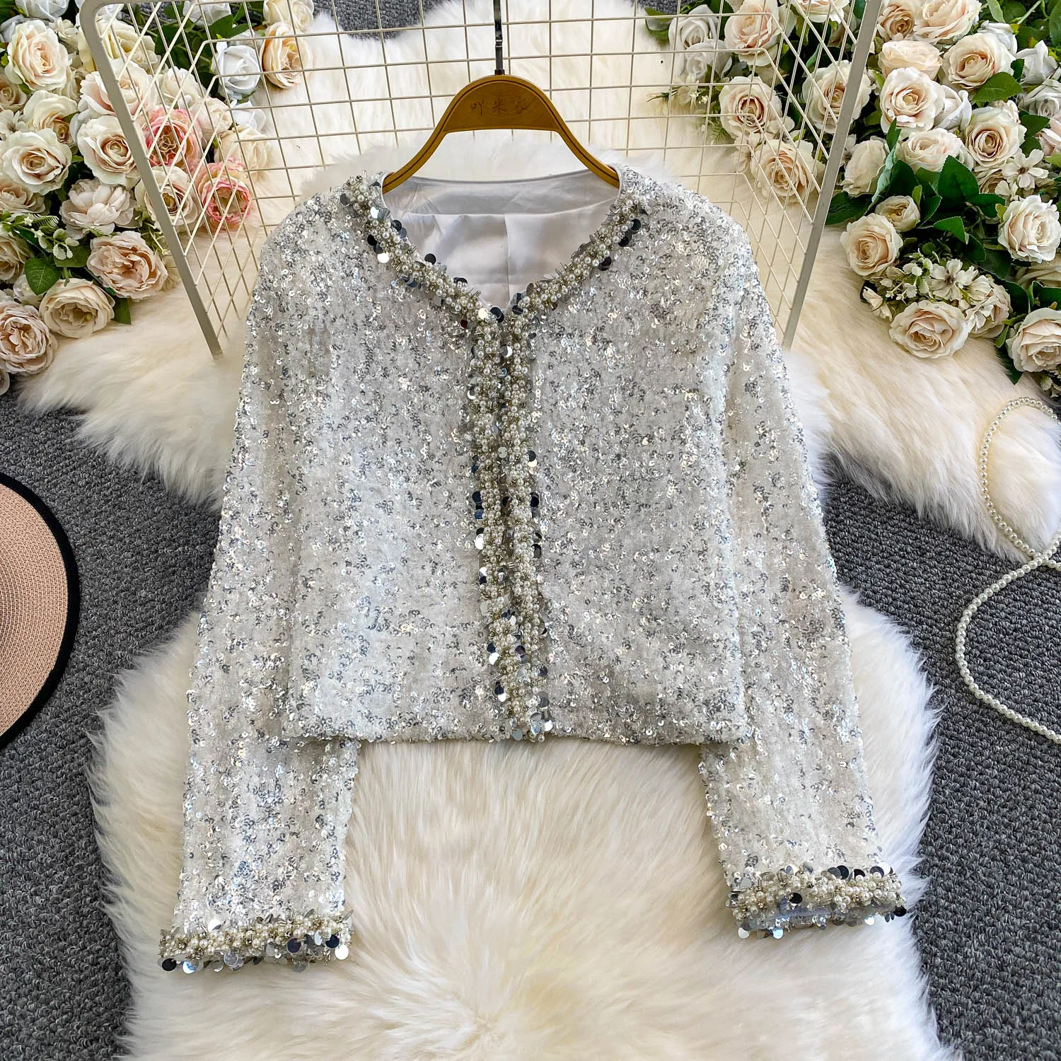 

Элегантный сексуальный топ с длинными рукавами и блестками, женский корейский модный осенний уличный топ