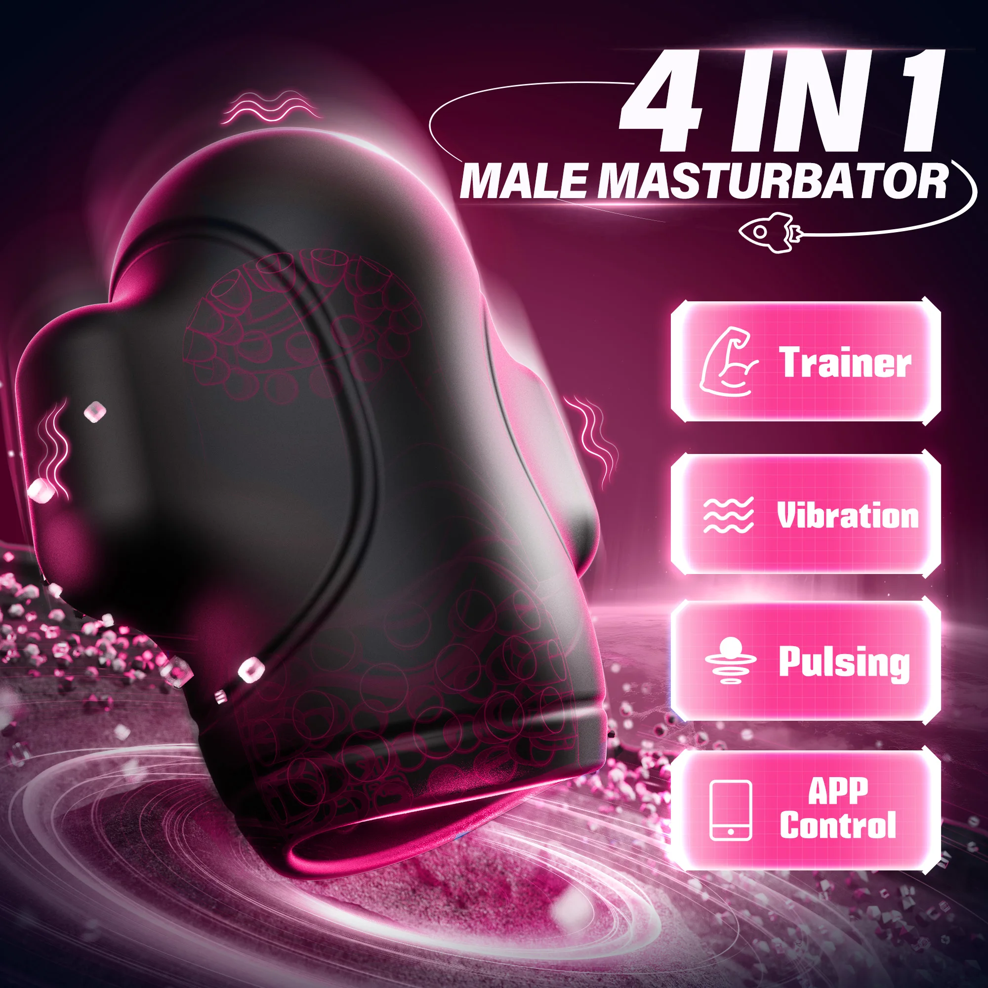 เครื่องสั่นกระตุ้นอวัยวะเพศชายแบบสวมใส่ แอพควบคุม ปลอกสวมอวัยวะเพศชายแบบสั่น 10 รูปแบบการสั่น ปลอกสวมอวัยวะเพศชายแบบดูดกระตุ้น ของเล่นทางเพศสำหรับผู้ชายรักร่วมเพศ