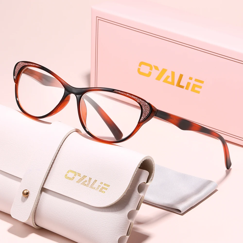 Oyalie Retro Glitter Cat-Eye Frame Glasses, Available in Multiple Colors, Add a Touch of Vintage Fashion, Enhancing Sophistication and Attracting Attention, Suitable for Pairing with Clothing Accessories in Various Occasions