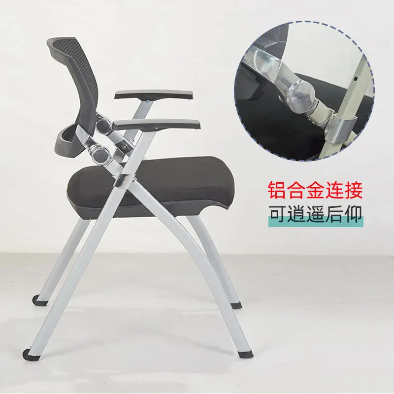 Training Chair Foldable Conference Chair with Writing Board Mesh Backrest Conference Office Chair Desk Chair Integrated Study