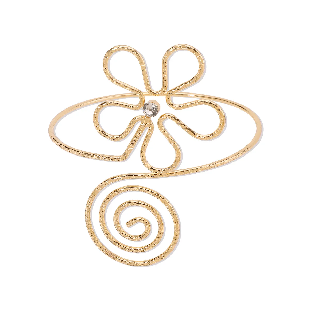 Upper Arm Cuff Bracelet Metal Flower Armband Summer Arm Bangle Armlet for Women Holiday Hawaiian Jewelry - view 5