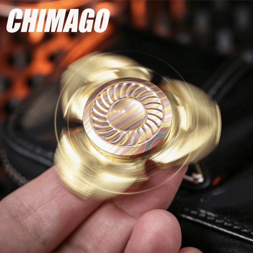 

CHIMAGO EDC XUMI Fidget Spinner Mokume Stress Relief Toy Fidget Toys For Adults Three-Bladed Fidget Spinner