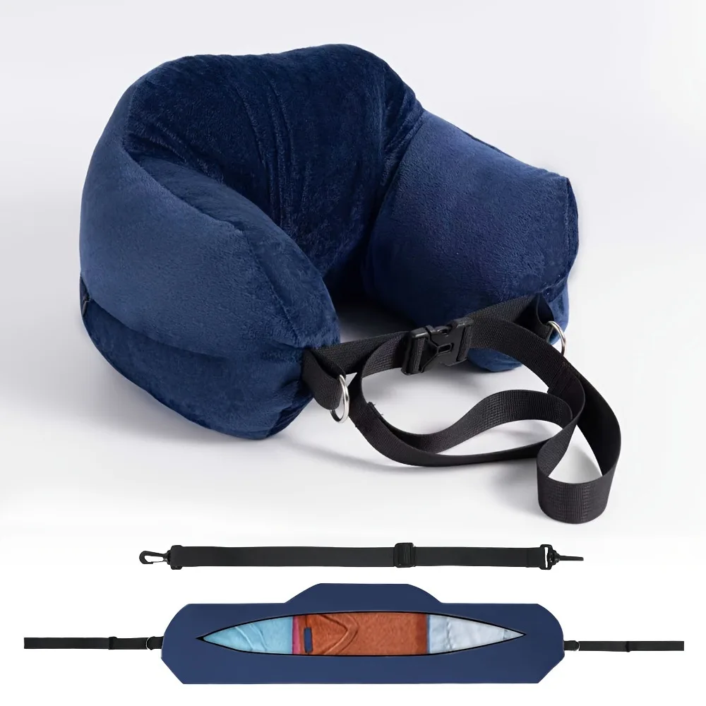 2026 New Portable Fillable Neck Pillow Space-saving Fillable Clothes Neck Pillow Adjustable Comfortable Flannel For Travel