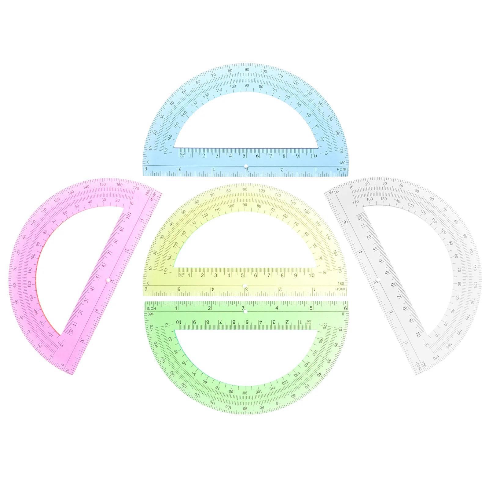 5Pcs Protractor Set Plastic Math Measuring Tool Small 180 Degree Angle Ruler for Students Drafting Drawing Office