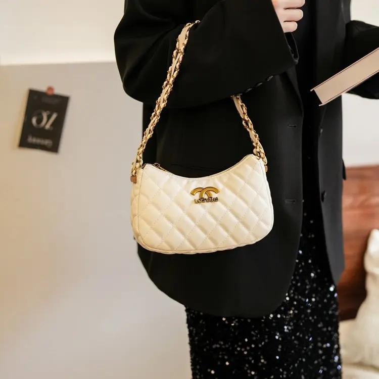 

‌2025 New Square Bag Women PU Diamond Quilting Chain Shoulder Crossbody Retro Chic Stitching