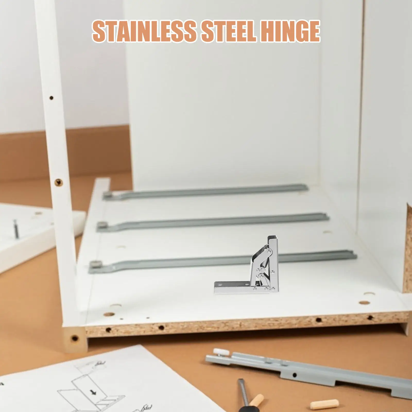 

Комплект из 2 бесшумных складных петель из нержавеющей стали на 90 градусов для дверей шкафов и откидных элементов, легко устанавливаемые