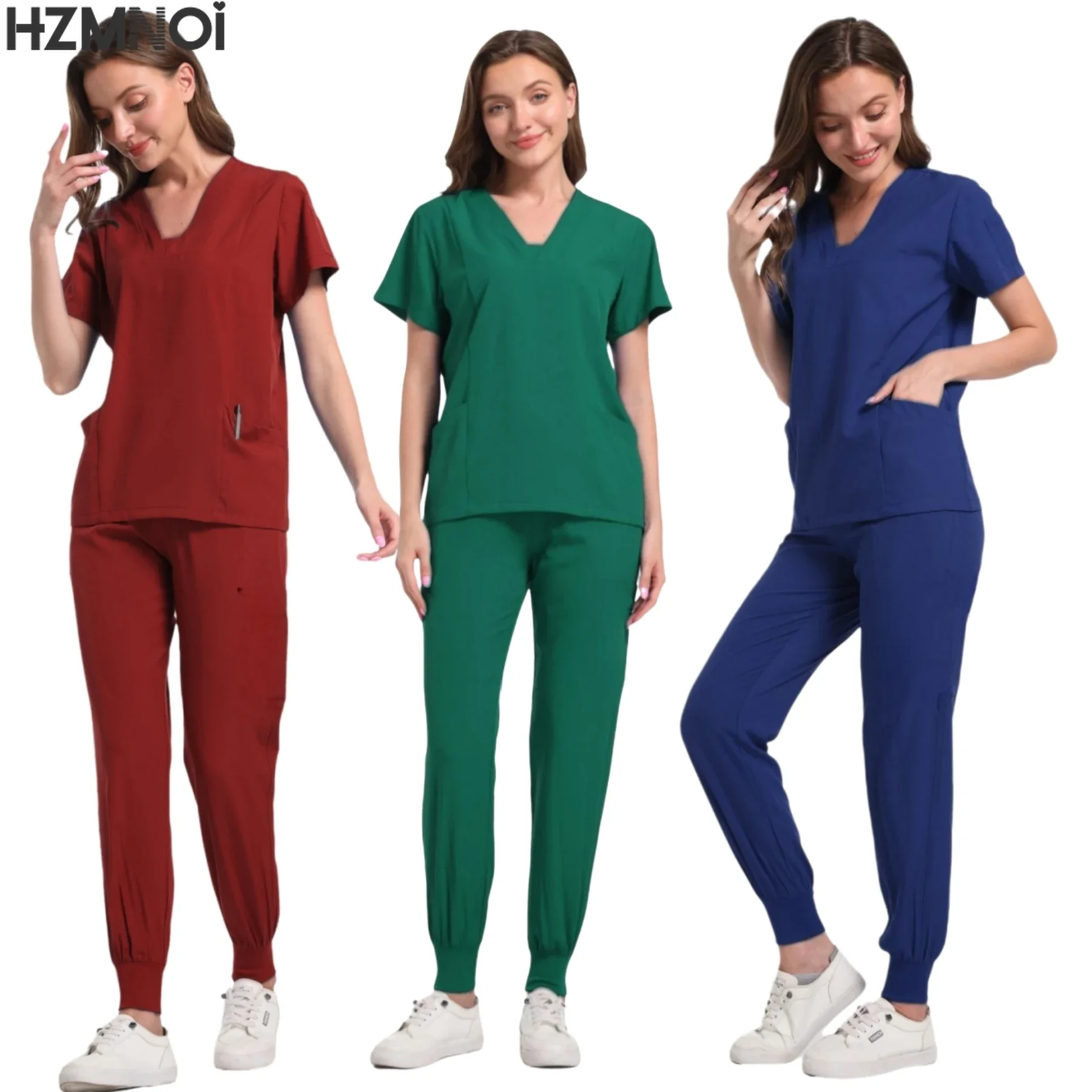 New Scrubs Uniform Multi Short Sleeve Tops Pants Hospital Set Women men Pet Shop Doctor Scrub Medical Surgery Workwear Scrub Kit